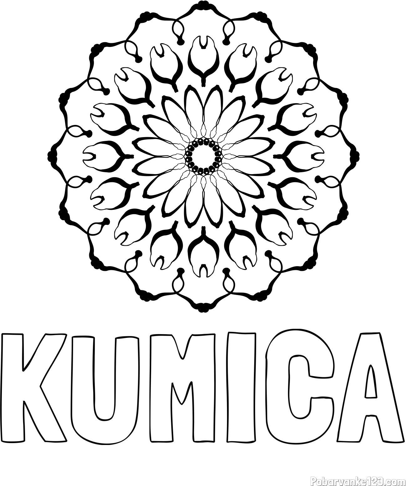 Pobarvanka imena KUMICA in mandale 3