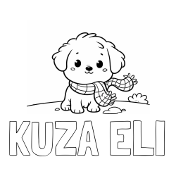 Online izdelana pobarvanka - Pobarvanka imena KUŽA ELI in pobarvanka prikupnega psička