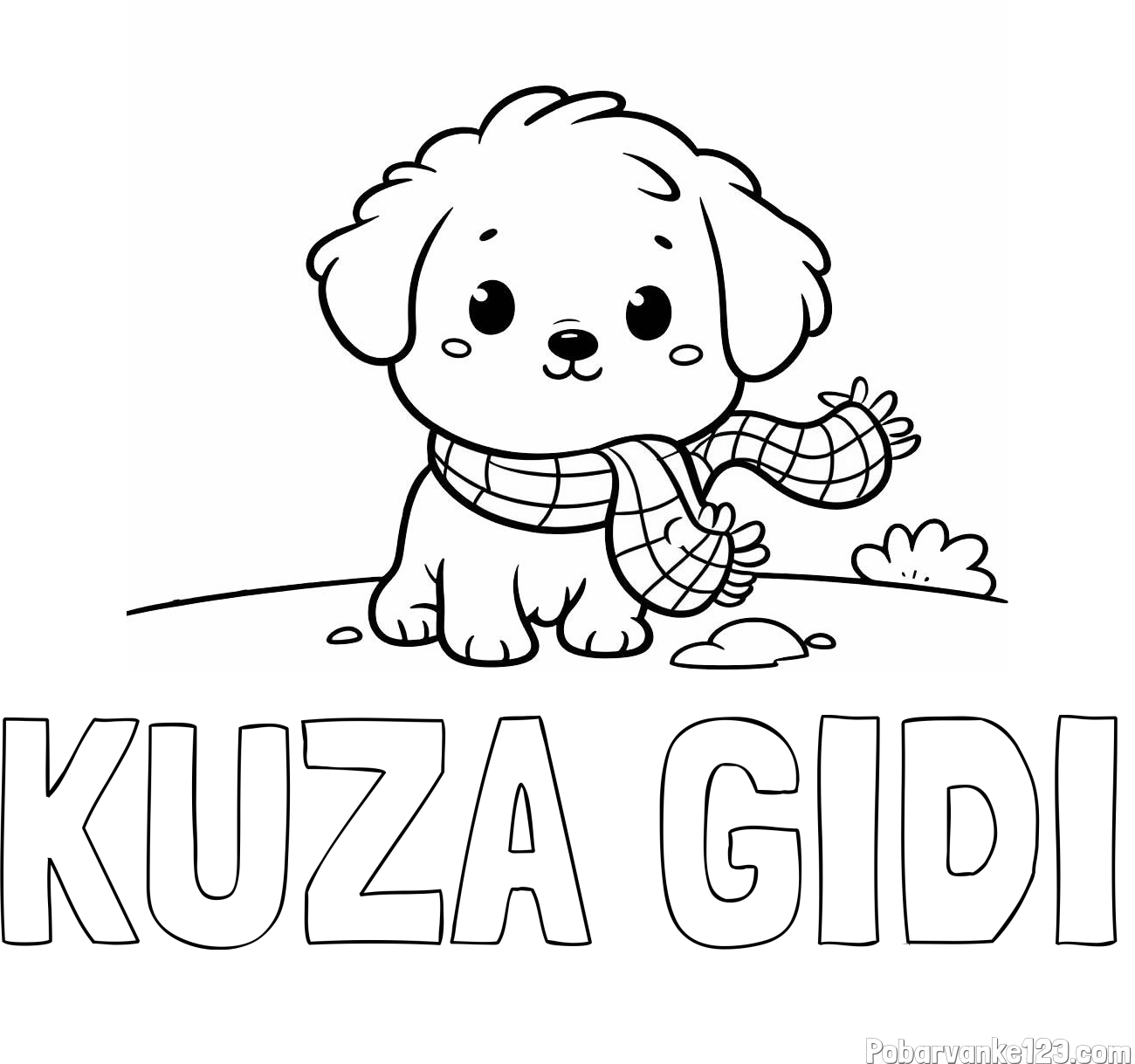 Pobarvanka imena KUŽA GIĐI in pobarvanka prikupnega psička