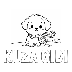 Online izdelana pobarvanka - Pobarvanka imena KUŽA GIĐI in pobarvanka prikupnega psička