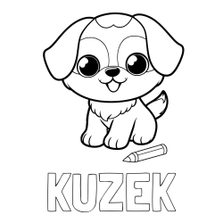 Online izdelana pobarvanka - Pobarvanka imena KUŽEK in pobarvanka prikupnega kužka