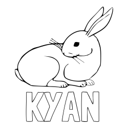 Online izdelana pobarvanka - Pobarvanka imena KYAN in pobarvanka zajčka, ki je nekaj opazil