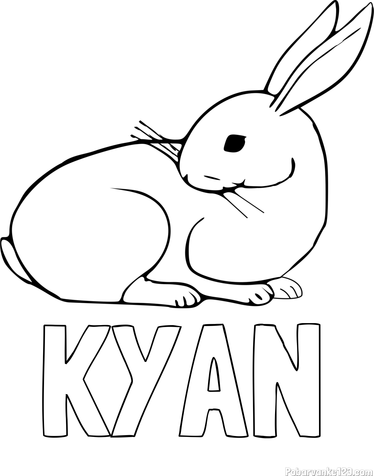 Pobarvanka imena KYAN in pobarvanka zajčka, ki je nekaj opazil