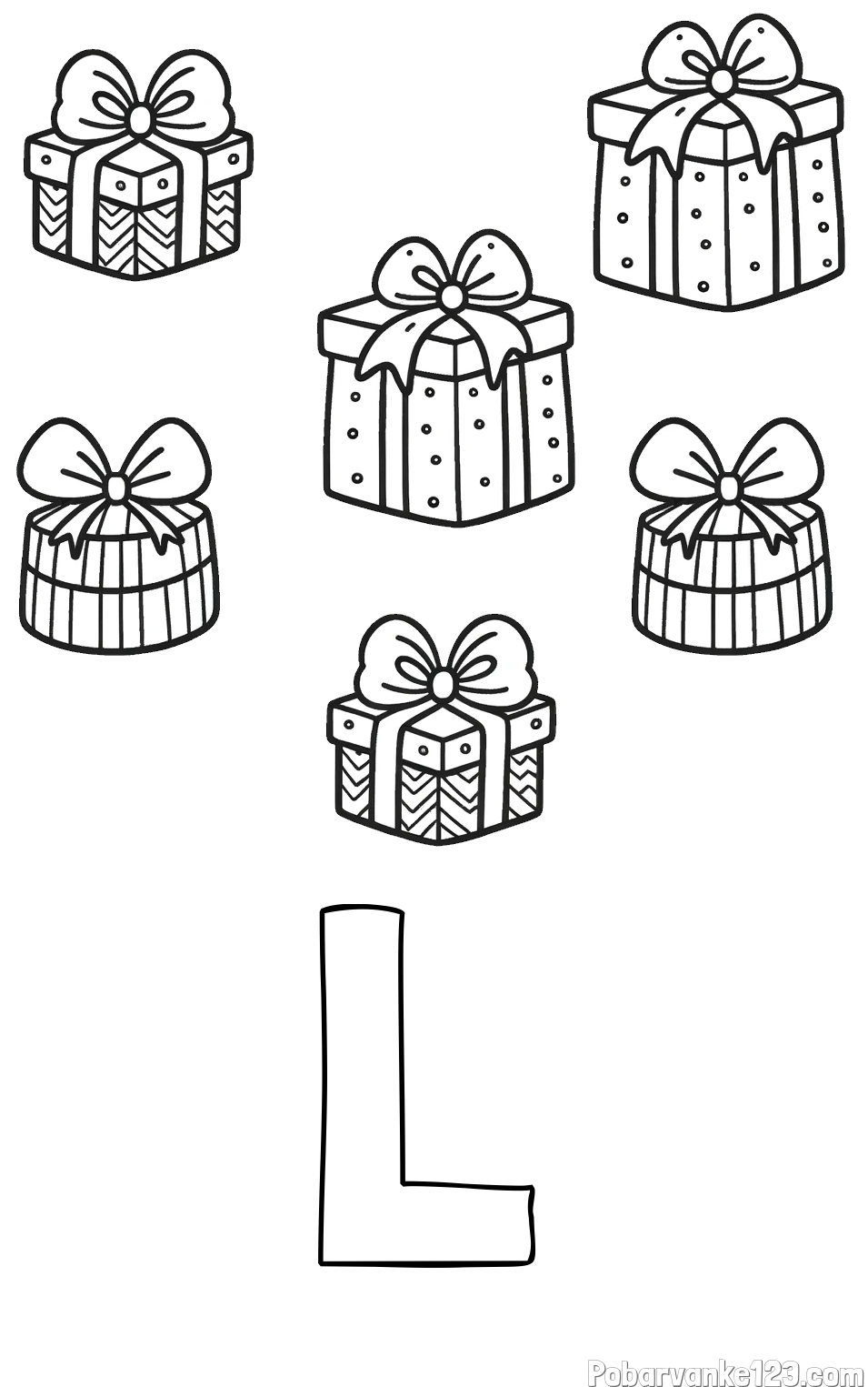 Pobarvanka imena L in pobarvanka božičnih daril