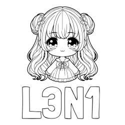 Online izdelana pobarvanka - Pobarvanka imena L3N1 in pobarvanka prikupne punčke v anime slogu