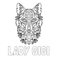 Online izdelana pobarvanka - Pobarvanka imena LADY GIGI in pobarvanka volka - mandale