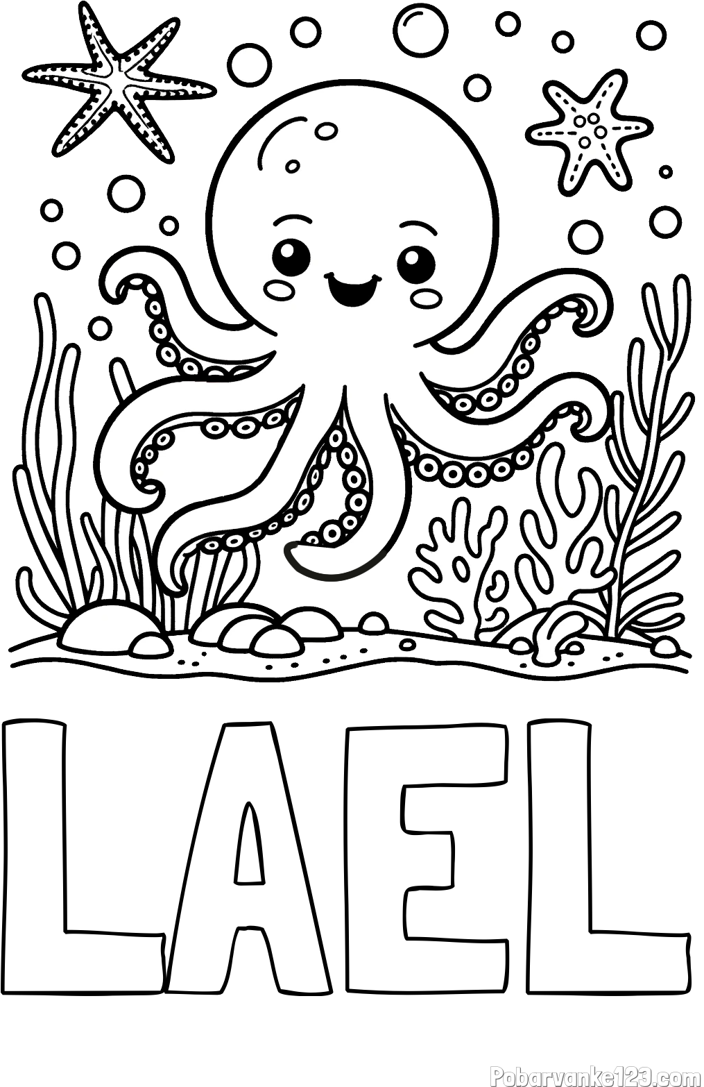 Pobarvanka imena LAEL in pobarvanka hobotnice