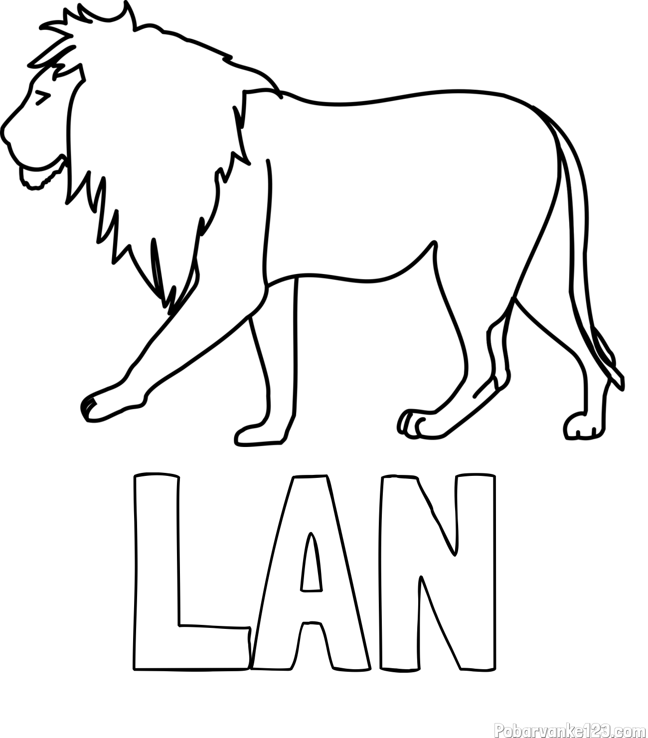 Pobarvanka imena LAN in otroška pobarvanka leva