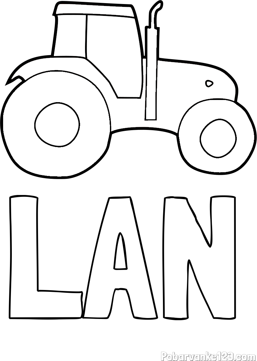 Pobarvanka imena LAN in otroška pobarvanka traktorja