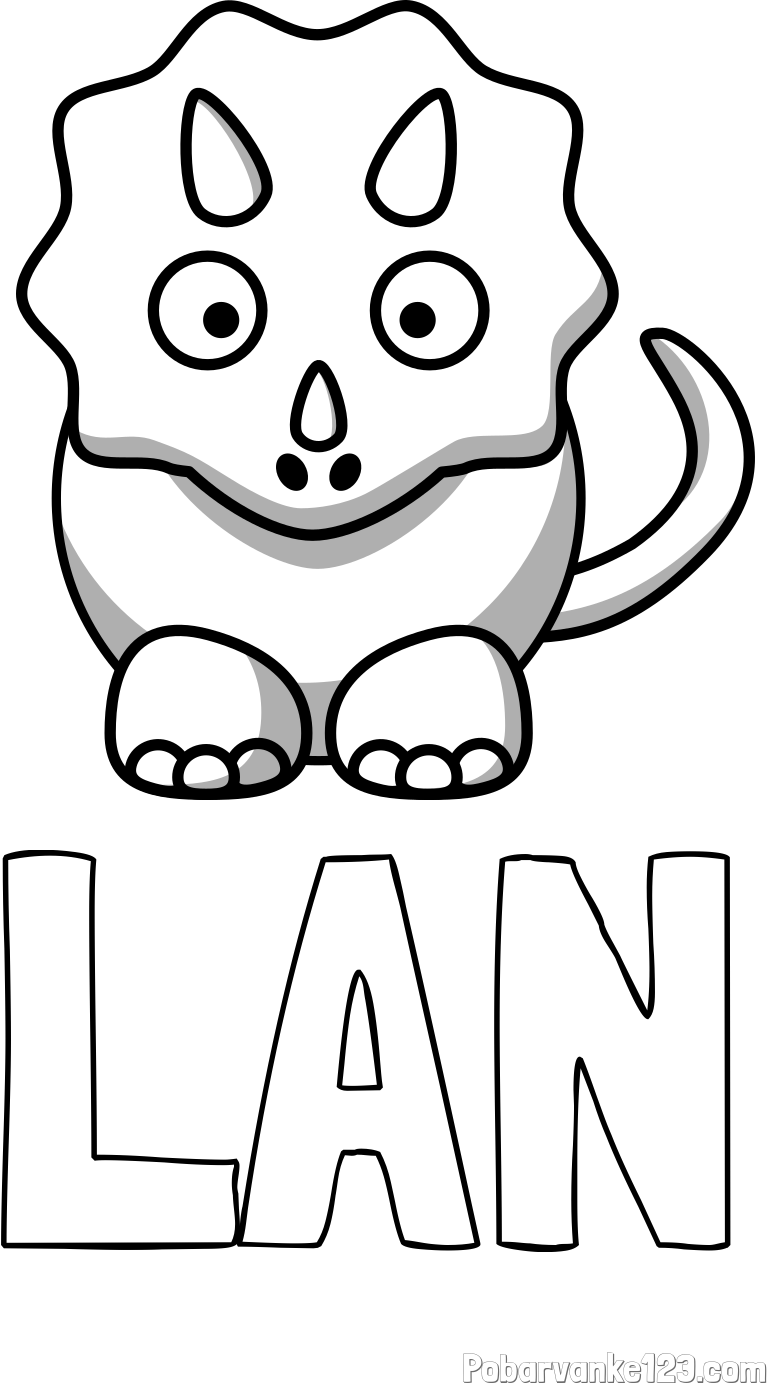 Pobarvanka imena LAN in pobarvanka dinozavra triceratops