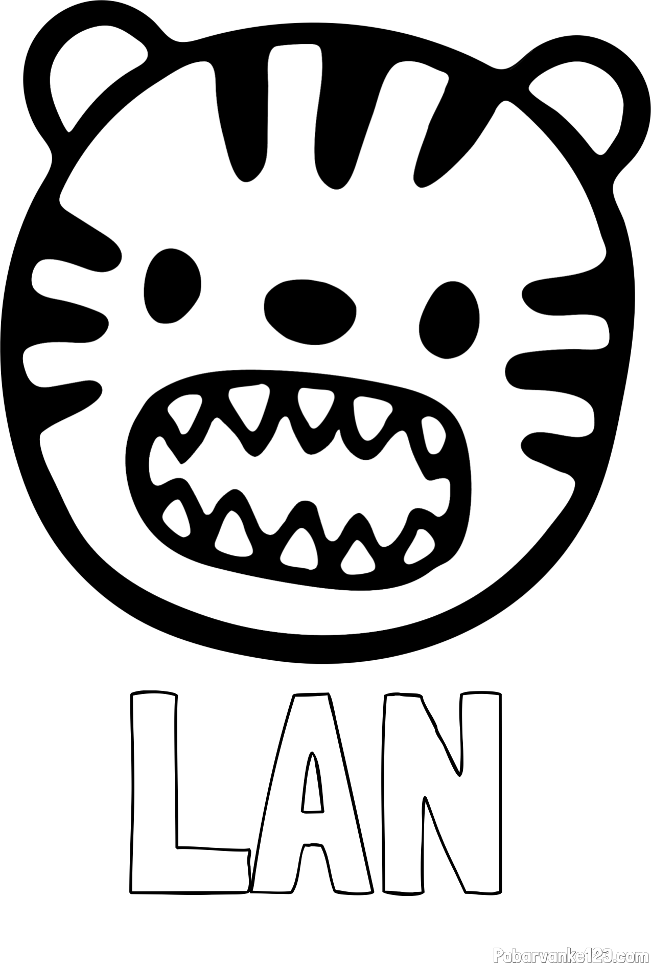 Pobarvanka imena LAN in pobarvanka glave majhnega tigrčka