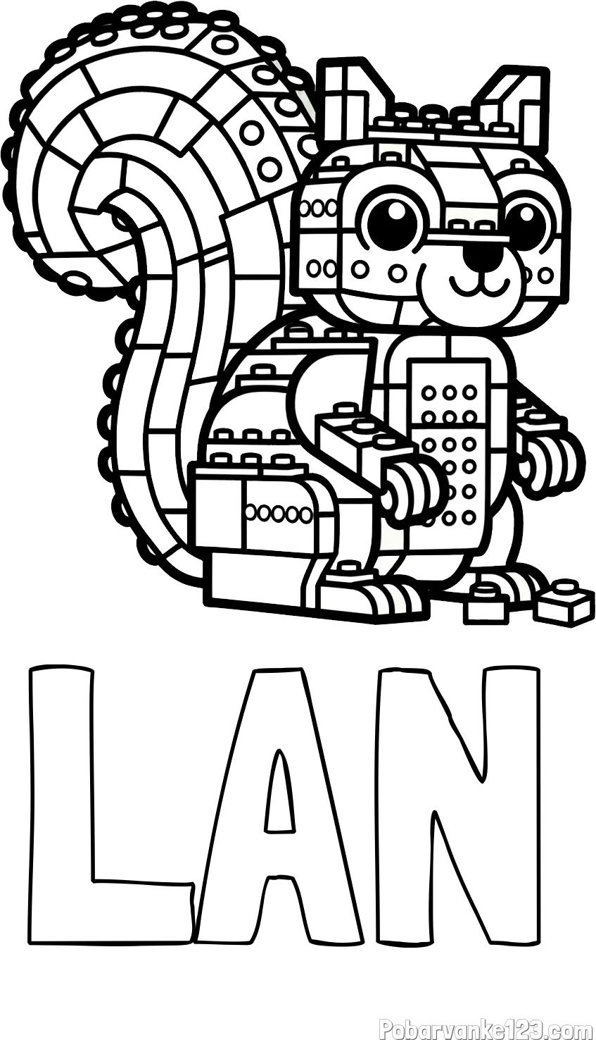 Pobarvanka imena LAN in pobarvanka LEGO veverice