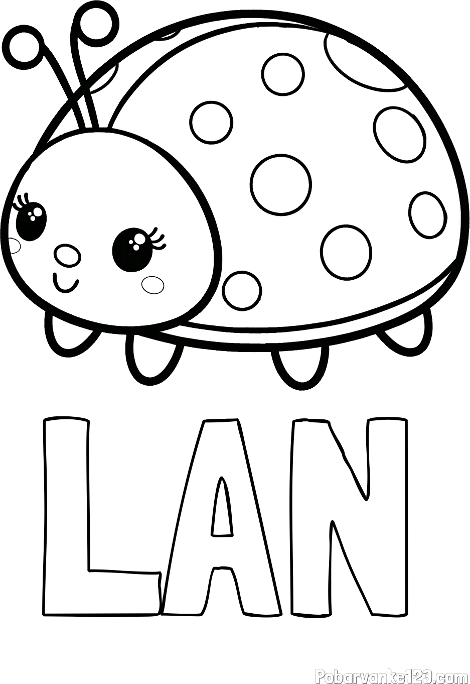 Pobarvanka imena LAN in pobarvanka ljubke pikapolonice