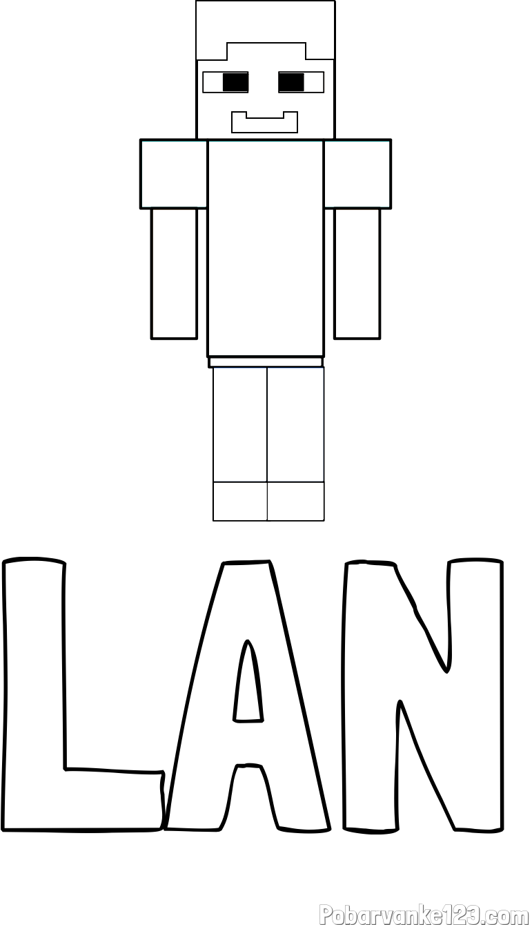 Pobarvanka imena LAN in pobarvanka Minecraft glavnega junaka