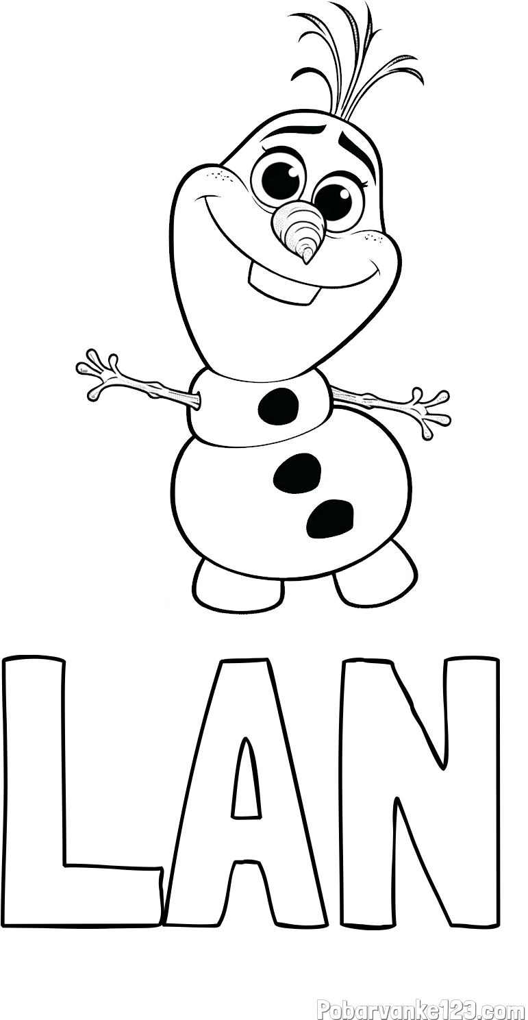 Pobarvanka imena LAN in pobarvanka prisrčnega snežaka Olaf