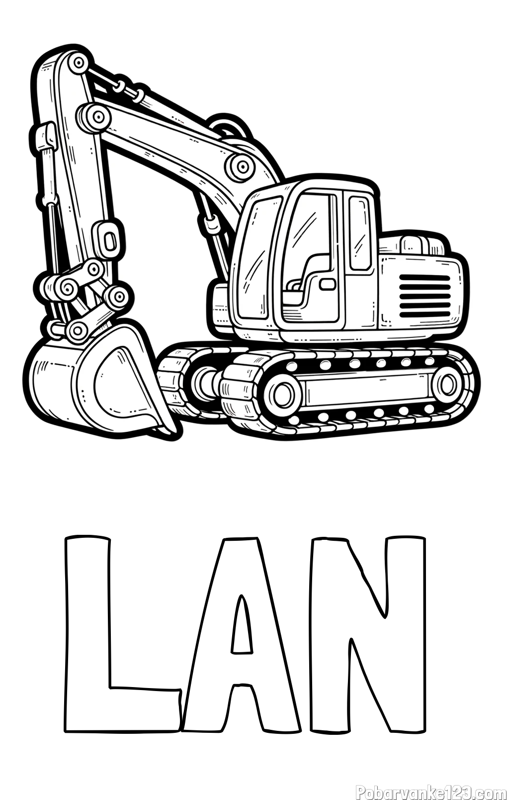 Pobarvanka imena LAN in pobarvanka velikega delovnega stroja - bagra