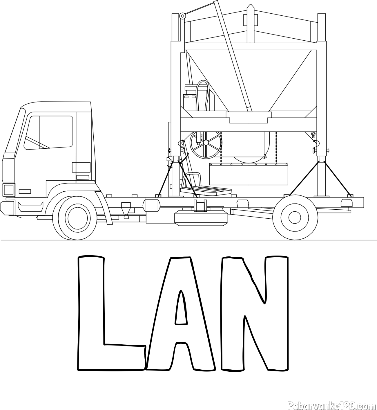 Pobarvanka imena LAN in pobarvanka velikega tovornjaka