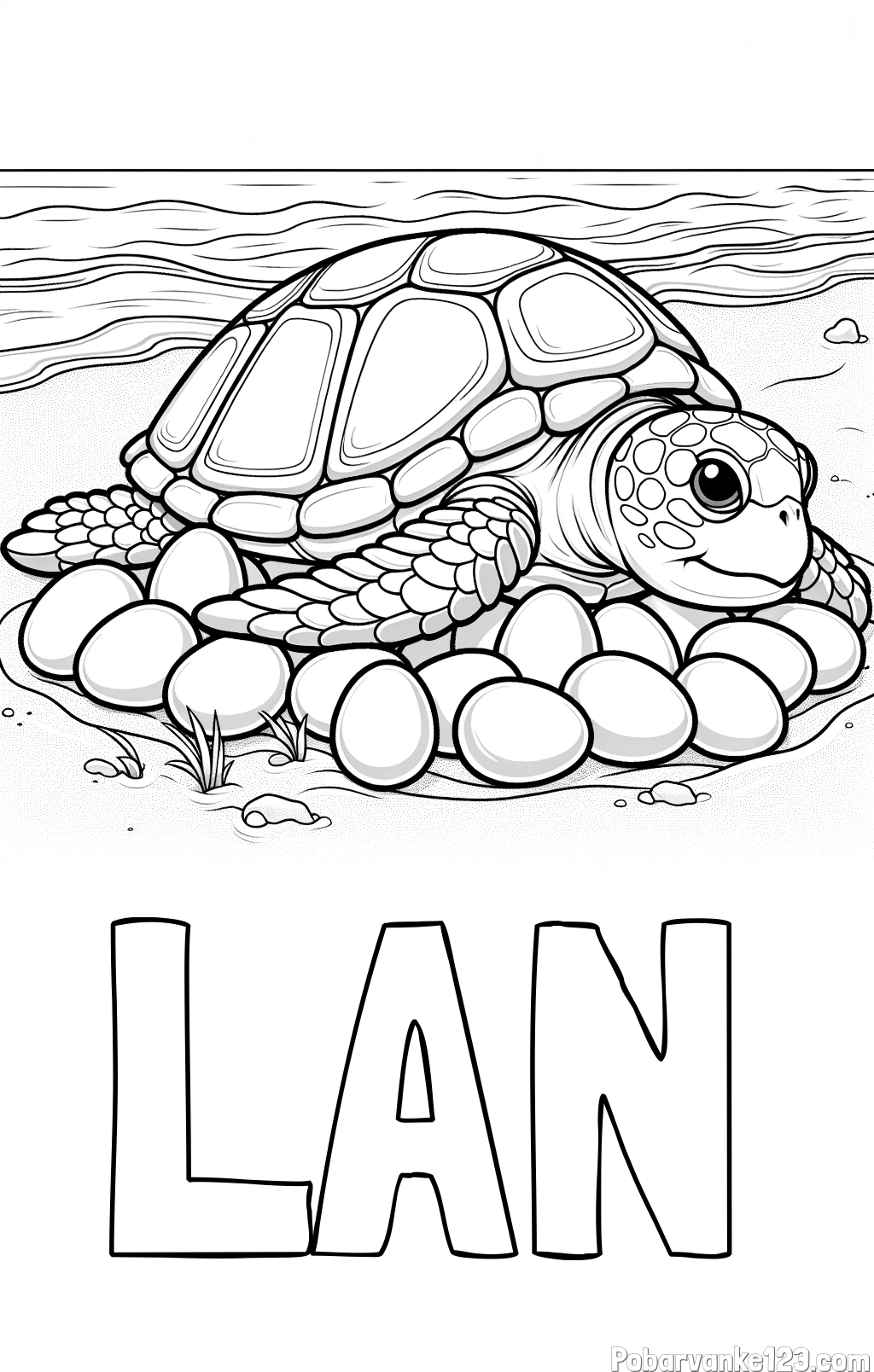 Pobarvanka imena LAN in pobarvanka želve na obali