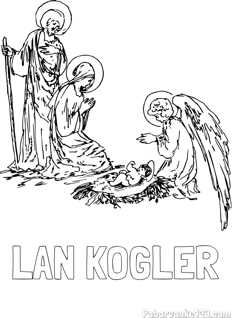 Pobarvanka imena LAN KOGLER in pobarvanka angela in Jezusa