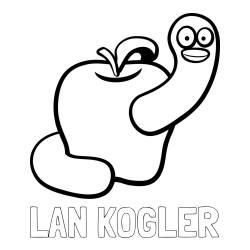 Online izdelana pobarvanka - Pobarvanka imena LAN KOGLER in pobarvanka črvive jabolke