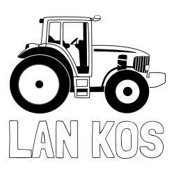 Online izdelana pobarvanka - Pobarvanka imena LAN KOS in pobarvanka velikega in zmogljivega traktorja