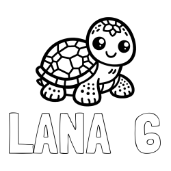 Online izdelana pobarvanka - Pobarvanka imena LANA  6 in otroška pobarvanka želve
