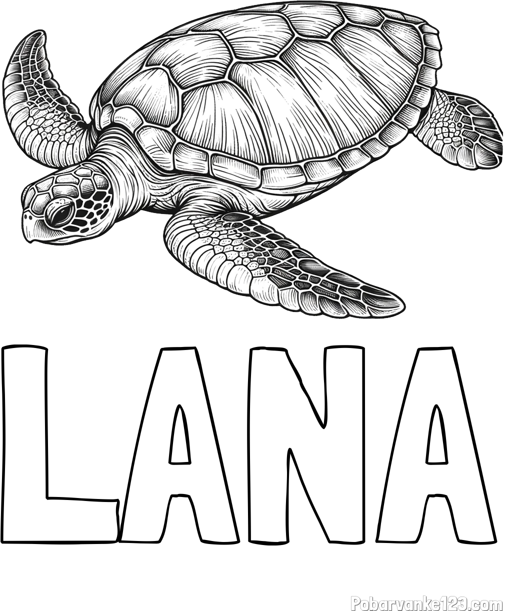 Pobarvanka imena LANA in pobarvanka čudovite želve