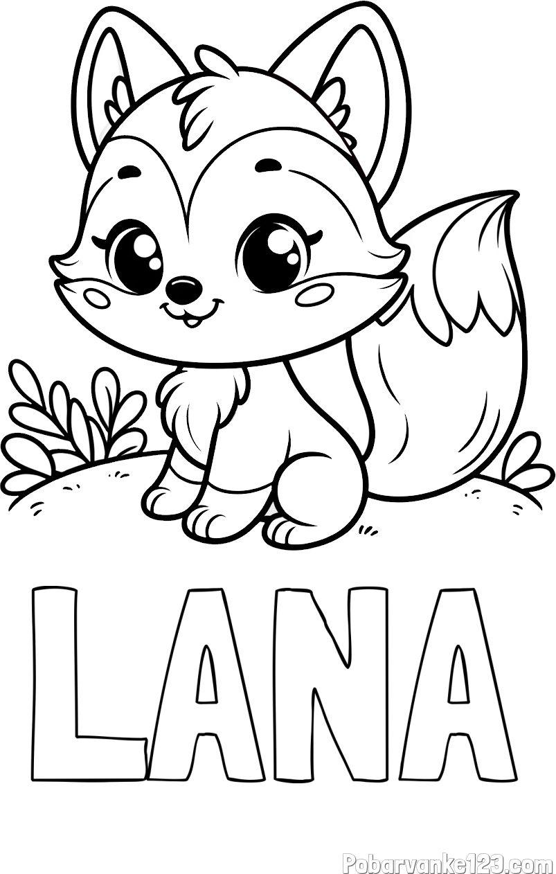 Pobarvanka imena LANA in pobarvanka lisičke