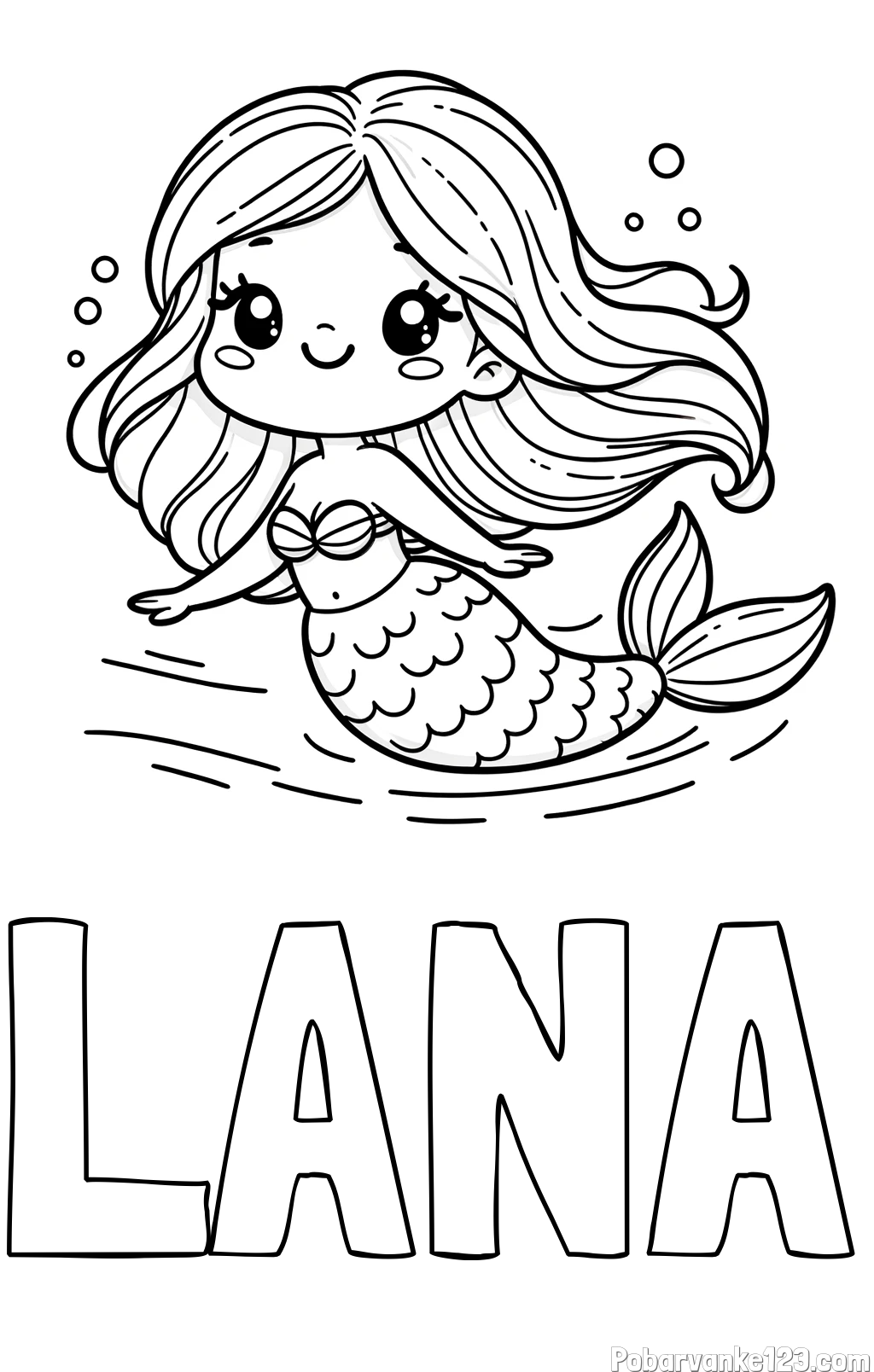 Pobarvanka imena LANA in pobarvanka ljubke morske deklice