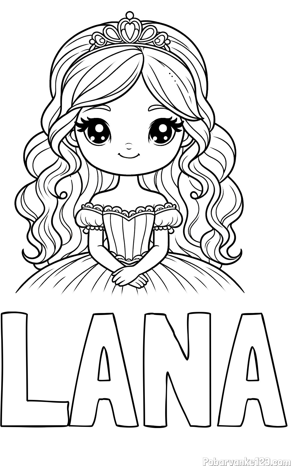 Pobarvanka imena LANA in pobarvanka ljubke princese