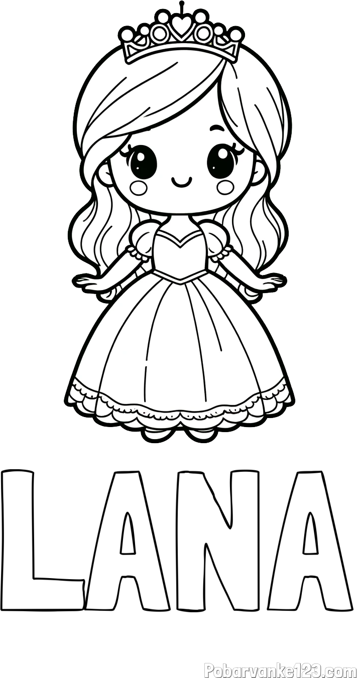 Pobarvanka imena LANA in pobarvanka ljubke princeske
