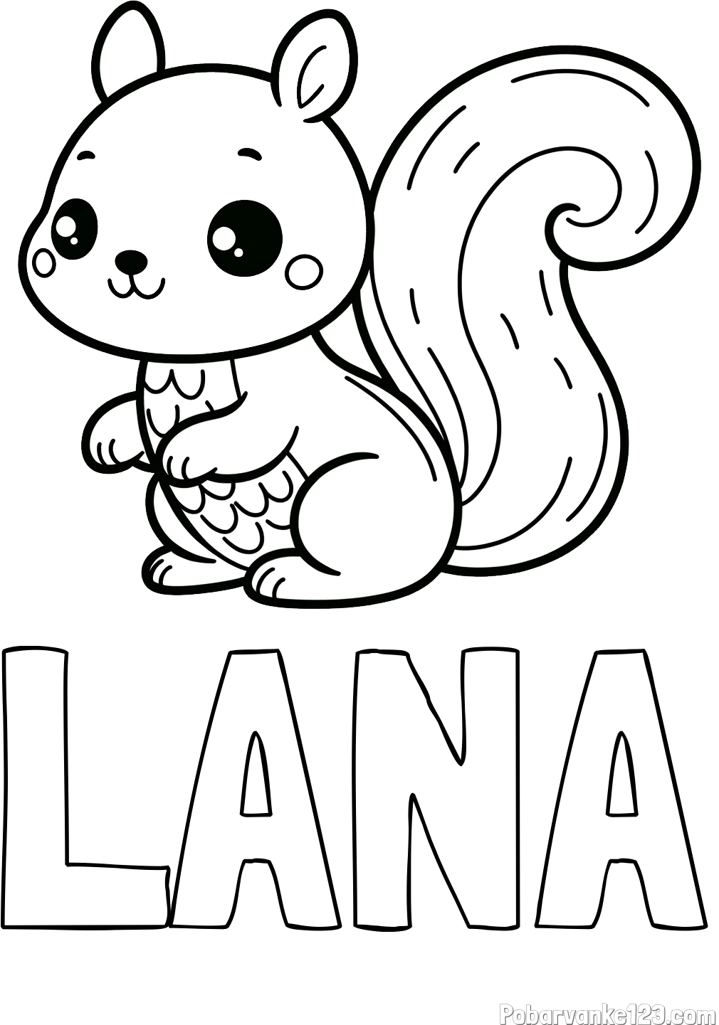 Pobarvanka imena LANA in pobarvanka ljubke veverice