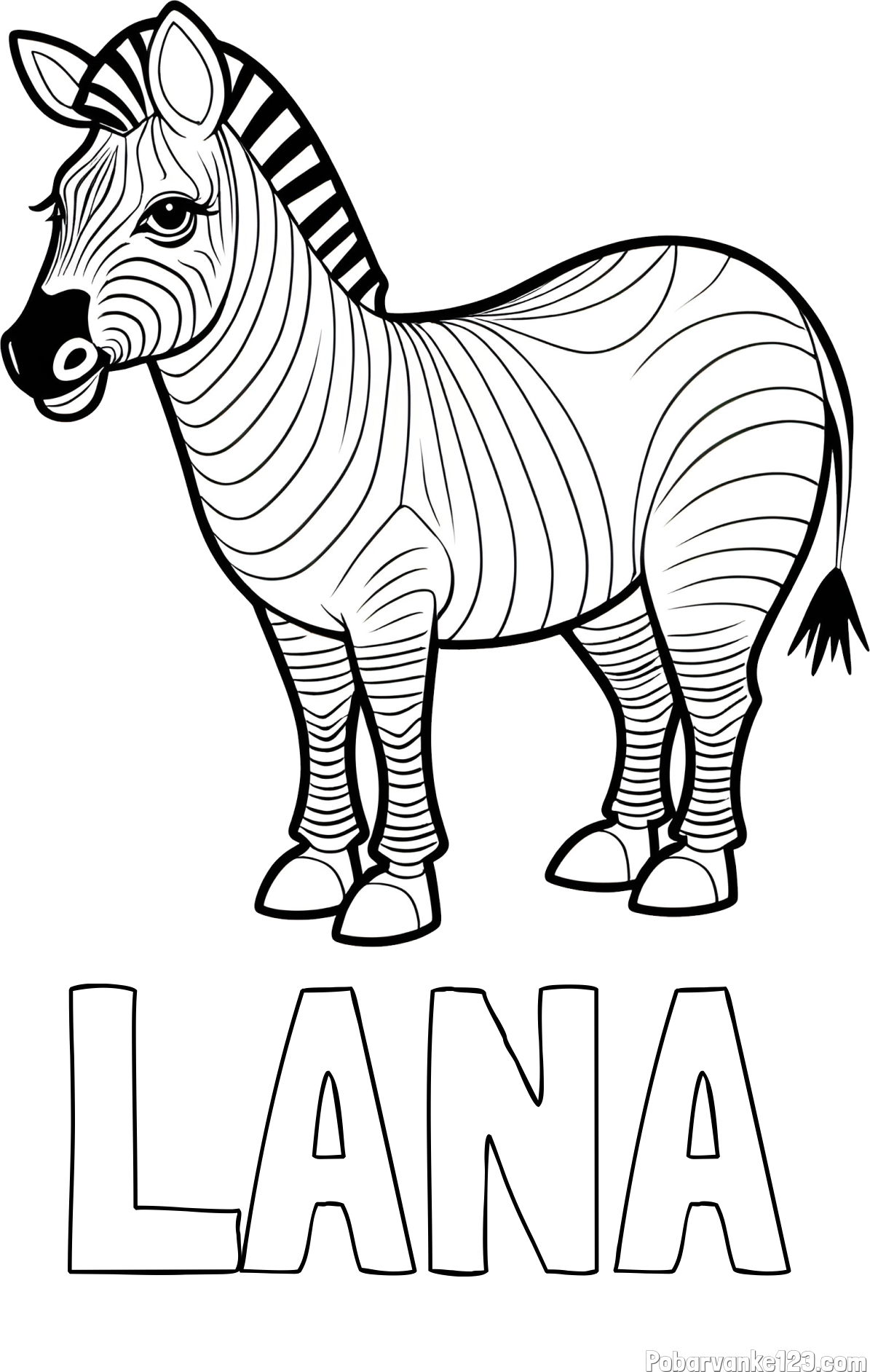 Pobarvanka imena LANA in pobarvanka ljubke zebre