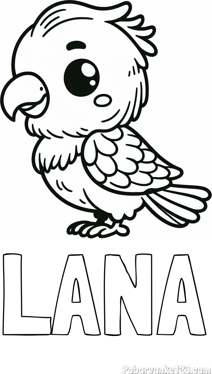 Pobarvanka imena LANA in pobarvanka ljubkega papagaja