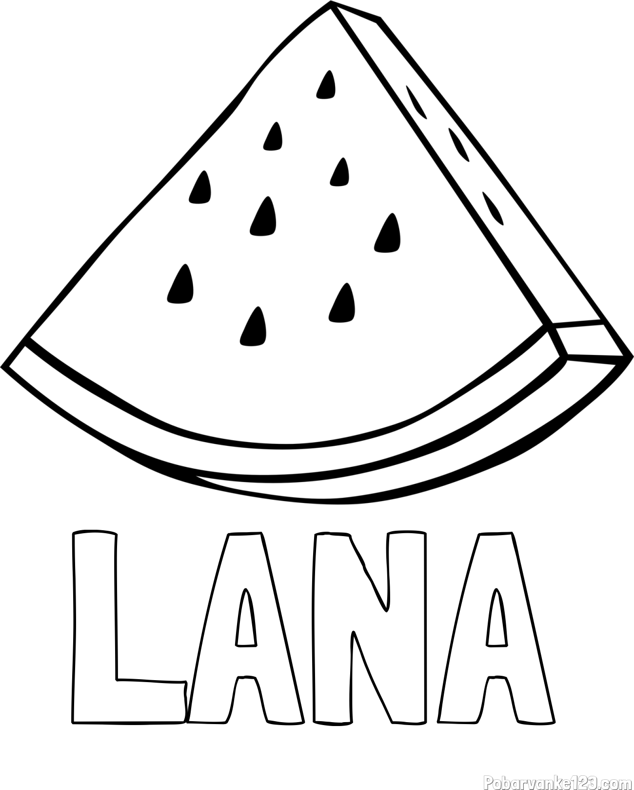 Pobarvanka imena LANA in pobarvanka lubenice