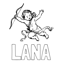 Online izdelana pobarvanka - Pobarvanka imena LANA in pobarvanka majhnega angela