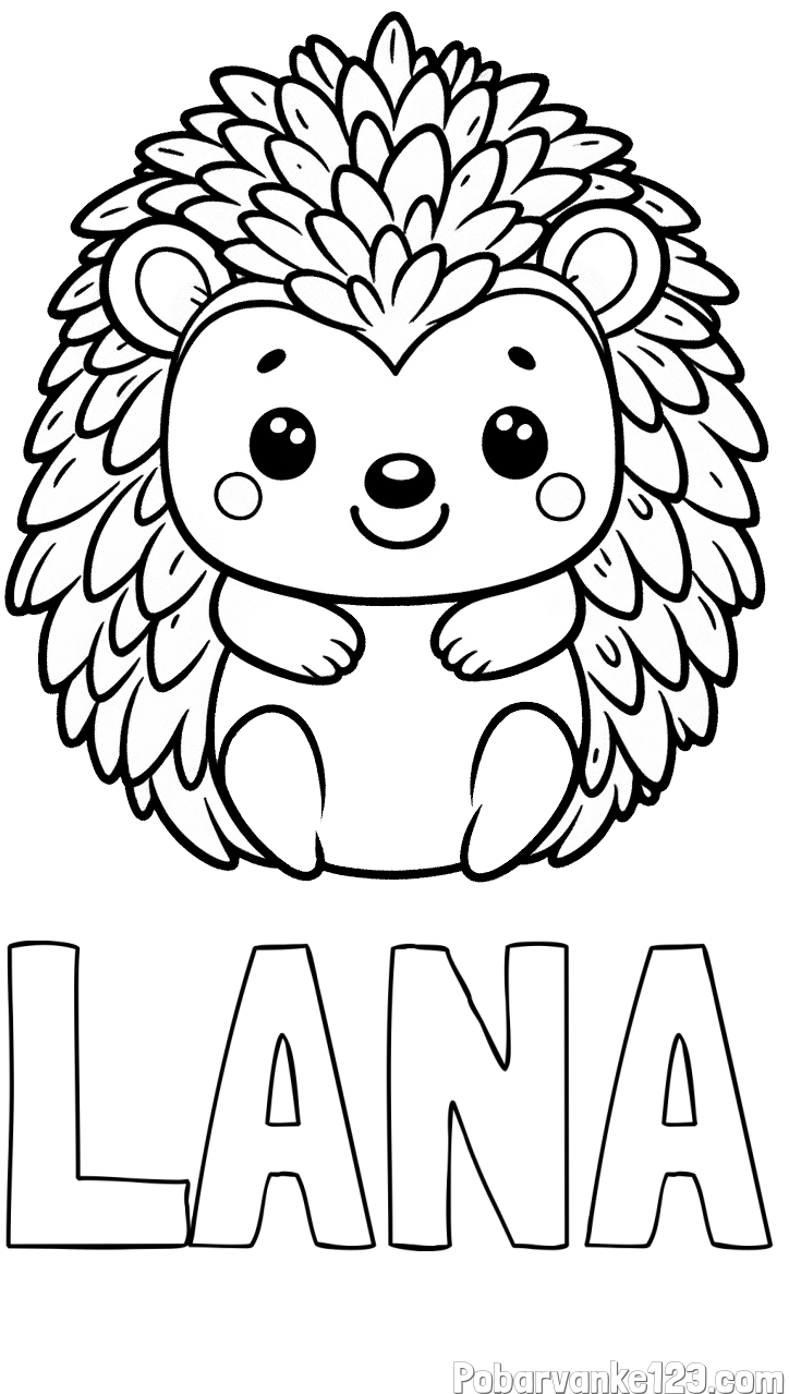 Pobarvanka imena LANA in pobarvanka prikupnega ježa
