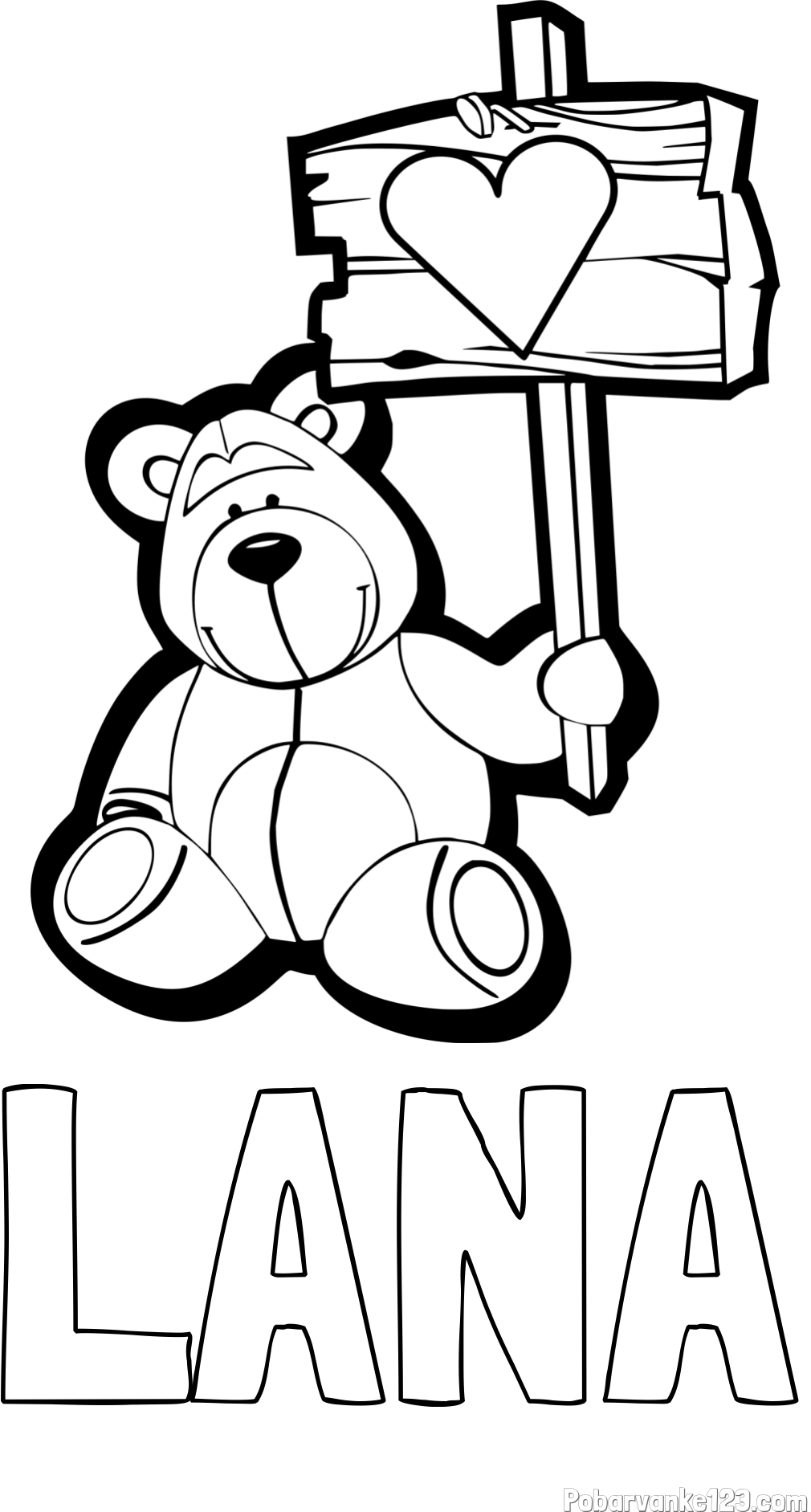 Pobarvanka imena LANA in pobarvanka prikupnega medvedka