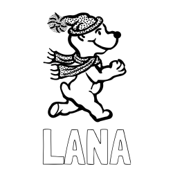 Online izdelana pobarvanka - Pobarvanka imena LANA in pobarvanka prikupnega medvedka