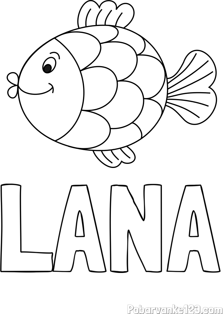 Pobarvanka imena LANA in pobarvanka ribice