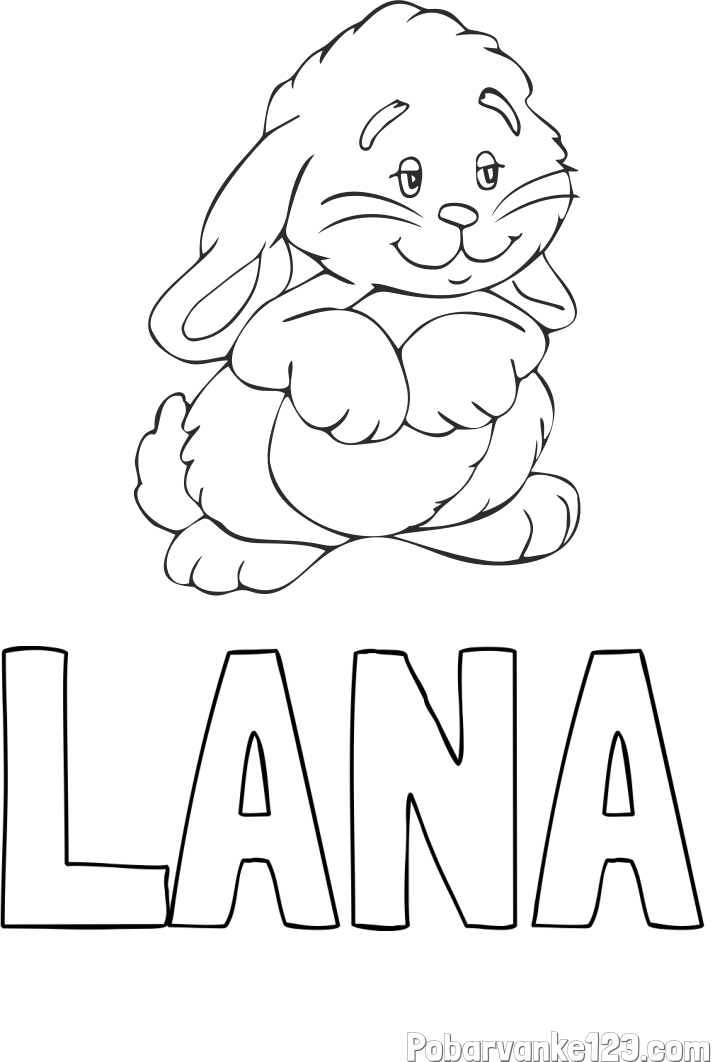 Pobarvanka imena LANA in pobarvanka zajčka