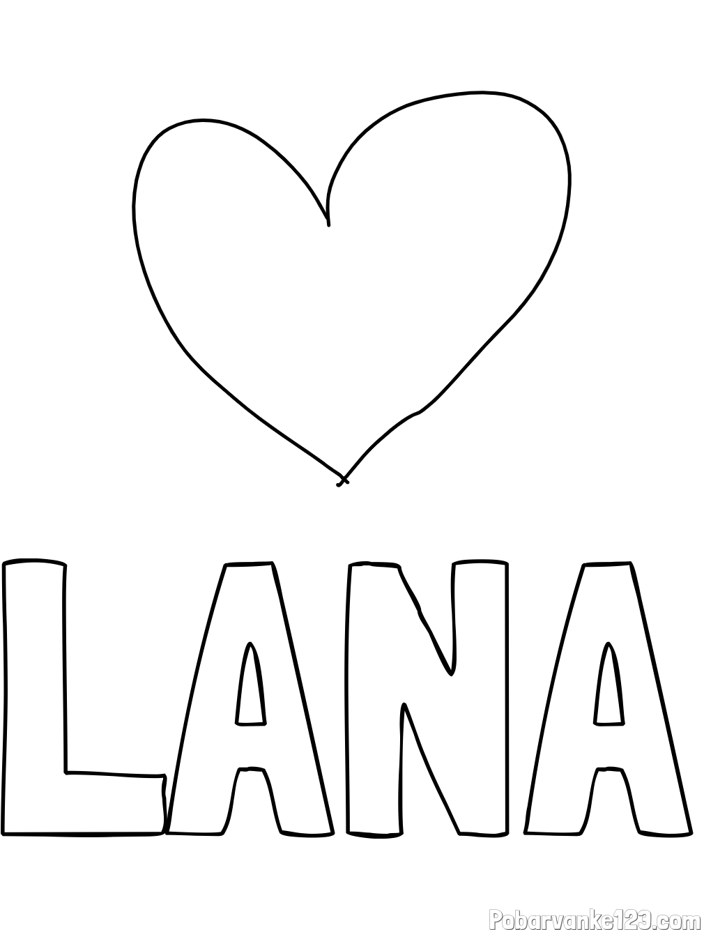 Pobarvanka imena LANA in srček