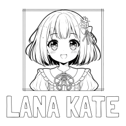 Online izdelana pobarvanka - Pobarvanka imena LANA KATE in pobarvanka ljubke punčke v anime slogu