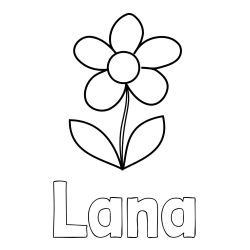 Pobarvanka imena Lana ter cvetlice