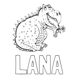 Pobarvanka imena LANA ter dinozavra