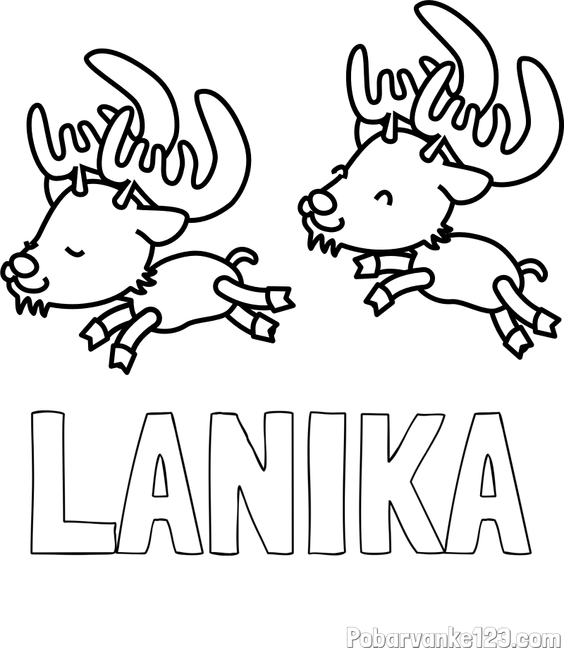 Pobarvanka imena LANIKA in jelenčka