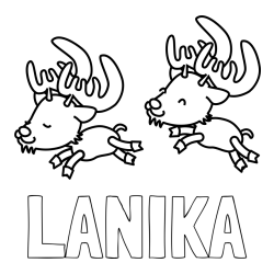 Online izdelana pobarvanka - Pobarvanka imena LANIKA in jelenčka