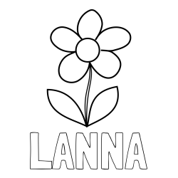 Online izdelana pobarvanka - Pobarvanka imena LANNA in otroška pobarvanka rože