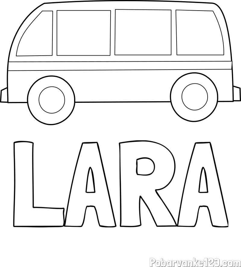 Pobarvanka imena LARA in avtobus