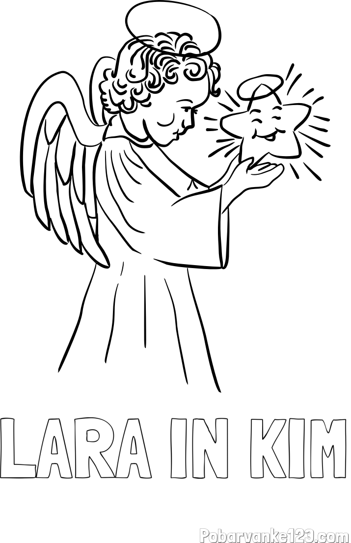 Pobarvanka imena LARA IN KIM in pobarvanka angela z zvezdo